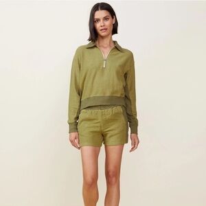 MONROW SET Fuzzy Fleece Polo Sweatshirt & Short